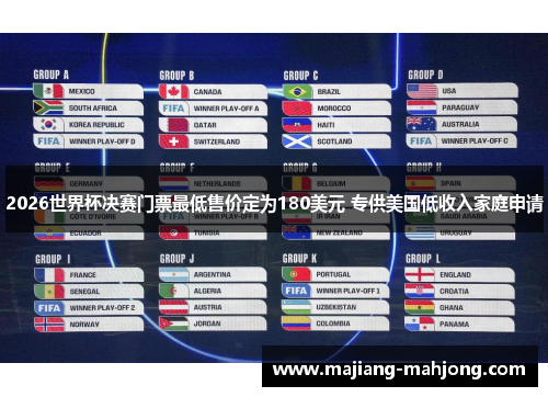 2026世界杯决赛门票最低售价定为180美元 专供美国低收入家庭申请